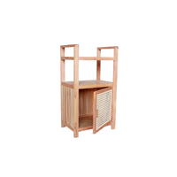 Elegante Mueble de Salón Moderno de Teca y Ratán con Una Puerta, Combinando Textura Natural, Artesanía Robusta y Estilo para el Hogar