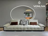 Ensemble de canapés modulaires convertibles de luxe avec revêtement en cuir écologique, design personnalisable pour salon, appartement et villa