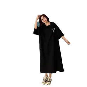 Koreaanse Mode Streetwear Casual Lange Jurken Vrouwen Lachend Gezicht Afdrukken Oversized Lange Shirts Voor Vrouwen