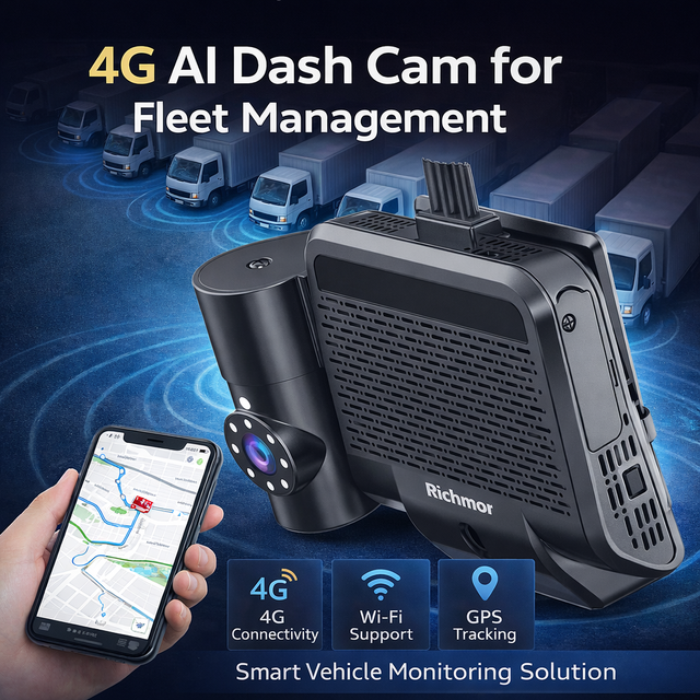 AI 4G Dash Cam with GPS WiFi for Fleet Management ADAS DSM Commercial Vehicle OEM Supplier