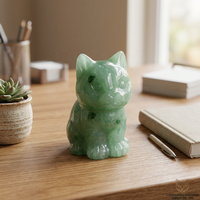Figurine d'animal assis en Aventurine Verte Naturelle, Artisanat en Cristal, Ornement pour la Décoration de la Maison, du Bureau et comme Cadeau ou Présentoir