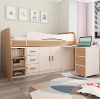 Lit superposé moderne en pin massif avec bureau et armoire, multifonctionnel, gain de place, écologique, grand lit avec rangement pour l'école