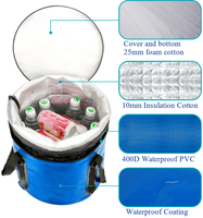 Seau de baril d'isolation thermique extérieur portable étanche grand sac de glace pliable portable packs de glacières réfrigérées