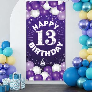 Decorazioni per <span class=keywords><strong>il</strong></span> <span class=keywords><strong>13</strong></span>° Compleanno, Striscione per Porta, Banner Viola per Ragazze, Sfondo per Festa di Compleanno <span class=keywords><strong>13</strong></span> Anni, Insegna da Giardino Stile Banner per Porta - Product Image 3