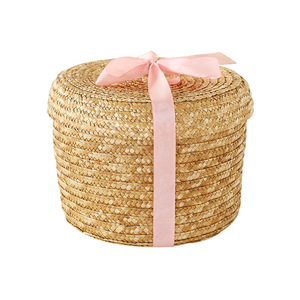 New Round Valentines Day Sea Grass <strong>Gift</strong> <strong>Baskets</strong> Woven Storage <strong>Basket</strong> for <strong>Gift</strong> Packing With Lid - Product Image 6