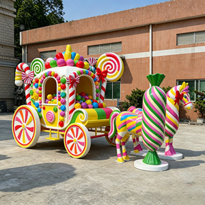 Escultura Gigante <span class=keywords><strong>de</strong></span> Carruaje <span class=keywords><strong>de</strong></span> Caramelos <span class=keywords><strong>de</strong></span> Fibra <span class=keywords><strong>de</strong></span> Vidrio Pintada a Mano con <span class=keywords><strong>Caballos</strong></span> para Decoración <span class=keywords><strong>de</strong></span> Bodas, Parques y Áreas <span class=keywords><strong>de</strong></span> Juego Infantiles - Product Image 1