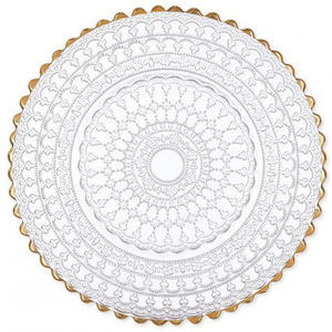 Assiettes de présentation modernes en <span class=keywords><strong>verre</strong></span> texturé de 13 pouces avec bordure en dentelle et points perlés, multicolores (or, argent, or rose), pour mariage - Product Image 4