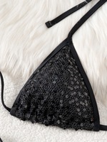 Dames Pailletten Mesh Bikini Tweedelig Set Nieuwe Aanwinst Transparante Mesh Pailletten Badkleding Strand Badpak Voor Zomer Strandkleding