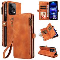Étui à rabat portefeuille en cuir rétro couleur pure pour Redmi 12 13 Pro Plus 4G 5G A3 K70 étui de téléphone portable de Style affaires