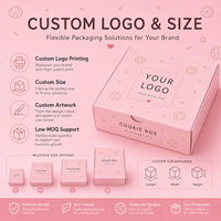 Boîte à biscuits rose personnalisée avec impression de logo, emballage alimentaire en papier de qualité alimentaire pour biscuits, beignets, brownies et desserts à emporter