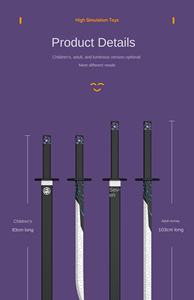 31.5インチ PUフォーム製アニメ鬼刀おもちゃ侍刀 ソフトで丈夫な軽量キッズコスプレステージハロウィン小道具おもちゃの刀 - Product Image 3