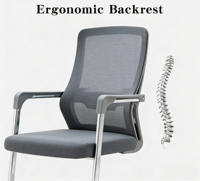 Chaise de bureau ergonomique en maille avec base en métal, chaise de réception et de réunion contemporaine pliable pour bureau, salle de conférence, salle d'attente