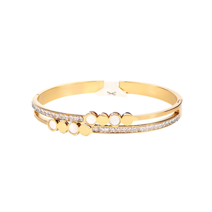 Gold Plated Stainless Steel <b>Beaded</b> <b>Bracelet</b> With Crystal Accents Fashion Jewelry - Product Image 2