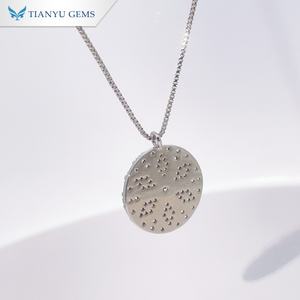 Tianyu 925 Sterling <b>Silver</b> Snowflake Pattern Pendant <b>Necklace</b> Women's <b>Simple</b> Snowflake Carved Round Pendant Fashion Jewelry - Product Image 2