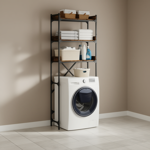 Étagère pour machine à laver D0100H5A9A2 26,4x9,8x64,2 po en bois d'ingénierie chêne fumé, quatre niveaux, style industriel, autoportante - Product Image 2