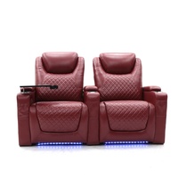 Canapé inclinable électrique de luxe Geeksofa 6 places pour home cinéma, configuration 3+2+1 avec table d'appoint et éclairage d'ambiance LED pour cinéma