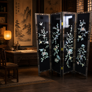<span class=keywords><strong>Paravent</strong></span> vintage de style oriental avec incrustations de coquillages pour la décoration intérieure et cadeau d'anniversaire de luxe - Product Image 1