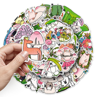 50 autocollants mignons en gros d'usine, motif champignon de conte de fées, elfe de la forêt, dessin animé, pour coque de téléphone, ordinateur, journal, décoration