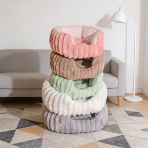 Coussin rond pour chat en fausse fourrure, doux, pour toutes les saisons, sommeil profond, antidérapant, grande taille, maison pour chat - Product Image 1