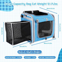 Panier de vélo pliable pour chien à fixation avant avec fermeture éclair, transporteur 4-en-1 pour animaux (sac à dos/sac à bandoulière/siège auto)