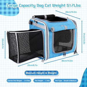 Cestino Pieghevole Anteriore per <span class=keywords><strong>Bici</strong></span> per Cani con Chiusura a Cerniera, Trasportino 4-in-1 per Animali Domestici (Zaino/Borsa a Tracolla/Sedile Auto) - Product Image 2