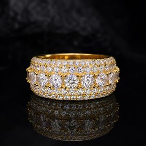 Hip Hop Iced 925 Silver Gold Plated VVS Moissanite GRA Rapper Dazzling Sparkly Eternity Band <b>Ring</b> <b>Men</b> Luxury - Product Image 5