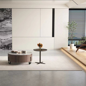 <span class=keywords><strong>Tavolino</strong></span> da Caffè in Ardesia con Mobile <span class=keywords><strong>TV</strong></span> Combinato, Design Rotondo, Lusso Leggero e Raffinato per Soggiorno, con Mobile Laterale - Product Image 2