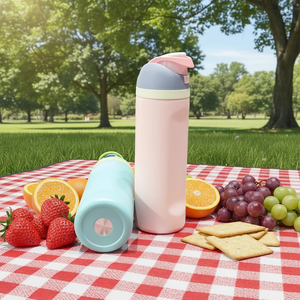 Bouteille d'eau isotherme en acier inoxydable 24/32 oz avec paille, sans BPA, colorée et moderne pour la maison et le sport - Product Image 3