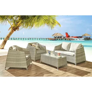 100% Hand Woven Rieten Tuinmeubelen Aluminum Frame With PE Flat Wicker Outdoor Rattan Sofa Set