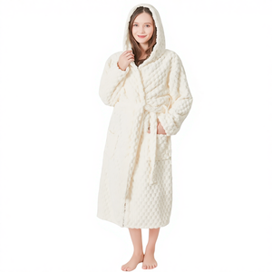 Peignoir en flanelle corail thermique élégant personnalisé avec cordon de serrage, hiver, anti-enfants, durable, lavable en machine, maison, hôtel, avion - Product Image 6
