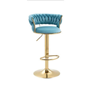 مقاعد بار عتيقة بلون ذهبي مع مسند ظهر قابل للتعديل وكراسي طعام بارتفاع مسند للقدمين مقعد صغير لاستخدام المطبخ - Product Image 6