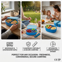 Boîte à bento écologique en PP à 2 compartiments, récipient alimentaire étanche, boîte à lunch pour l'école et le bureau avec emballage personnalisé avec logo