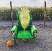 Grande sculpture décorative moderne en fibre de verre pour festival d'Halloween sur le thème de la ferme, représentant maïs, fruits, légumes et animaux, modèle Trône de maïs