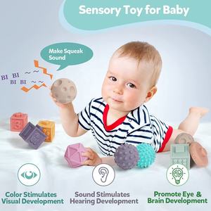Montessori jouet bébé boule en silicone souple anneaux empilables cubes 3D blocs de construction empilables jouet pour bébé jouet d'éducation sensorielle - Product Image 5