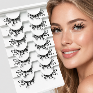 Cils en faux vison de forme irrégulière à effet spécial pour Halloween, 7 paires/plateau pour maquillage de fête - Product Image 5