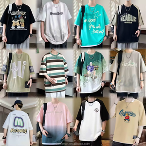 גברים בקיץ חצי שרוולים מזדמנים מזדמנים העליון אופנה אמריקאית חולצת מותג חולצת טריקו צווארון מתאים רופף לוגו עבור זוגות עשוי פוליאסטר/כותנה - Product Image 2