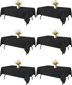 Black Solid Rectangle Textile Tablecloth Pack 60 84 Washable Wrinkle-Resistant Heat-Proof 5FT <b>Tables</b> for - Product Image 1