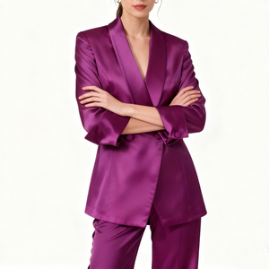 Abito <span class=keywords><strong>da</strong></span> <span class=keywords><strong>Sera</strong></span> Trendy di Alta Qualità Molto Popolare, Lussuoso e Magnifico Completo <span class=keywords><strong>da</strong></span> <span class=keywords><strong>Donna</strong></span> in Lana Pettinata Viola Antirughe per Affari - Product Image 2