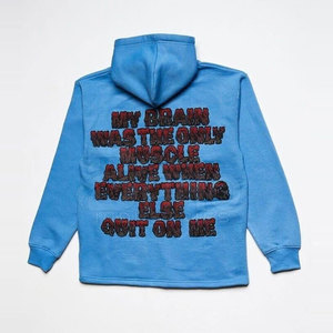 Pull à capuche coupe-vent en coton pour hommes avec impression bouffante Logo personnalisable Conception à glissière pour la saison d'automne - Product Image 2