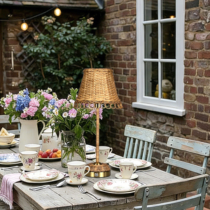 <strong>Bamboo</strong> Rechargeable Table <strong>Lamp</strong> Woven Rattan <strong>Shade</strong> Iron Base Eco Natural Coastal Farmhouse Living Room Hotel LED Table <strong>Lamp</strong> - Product Image 3