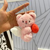 Meilleures ventes : Porte-clés et pendentifs pour sacs à main en forme d'ours en peluche crème, mignon, 3D, doux, pour cadeaux d'anniversaire