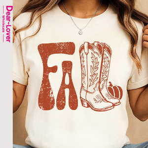 Dear-Lover Vente en gros Boutique T-<span class=keywords><strong>shirt</strong></span> graphique imprimé à manches courtes, style décontracté <span class=keywords><strong>chic</strong></span>, motif bottes de cow-girl, chemise western pour femme - Product Image 3