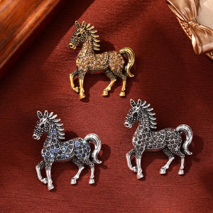 Rétro élégant strass zodiaque cheval broche personnalisé Animal charme pour hommes/femmes costumes empêche les vêtements montrant la <span class=keywords><strong>naissance</strong></span> - Product Image 3