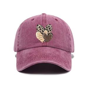 Cross border popular washed distressed heart shaped <b>leopard</b> <b>print</b> baseball cap American soft top versatile outdoor <b>hat</b> - Product Image 4