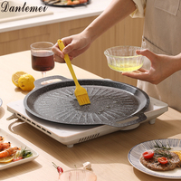 Gril BBQ en acier inoxydable de haute qualité, gril antiadhésif, ustensiles de cuisine d'extérieur, poêle ronde