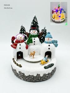 ฉากหมู่บ้านคริสต์มาสบนภูเขาพร้อมรถไฟเคลื่อนที่ ไฟ LED และเสียงเพลง ของตกแต่งวันหยุดทำจากเรซิ่น - Product Image 5