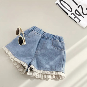 <span class=keywords><strong>Pantaloncini</strong></span> in Denim alla moda estivi da ragazza nuovi capispalla sottili stile coreano pantaloni da bambino in pizzo alla moda - Product Image 5