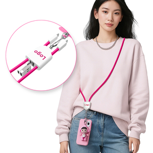Bulk Customizable Data Cables Type C Lanyard Strap for Corporate Gifts 3A Current Branded Keychain for Bank Promotions