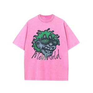 T-Shirt Rétro Vintage en Coton Lavé à l'Acide pour Homme de Haute Qualité 100% Coton Style Hip Hop Séchage Rapide à Manches Courtes Imprimé Surdimensionné - Product Image 3