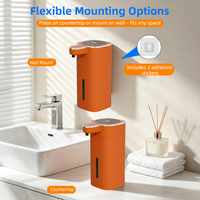 Distributeur de savon automatique sans contact de luxe, couleur orange, sans perçage, rechargeable par USB, infrarouge, pour salle de bain et cuisine